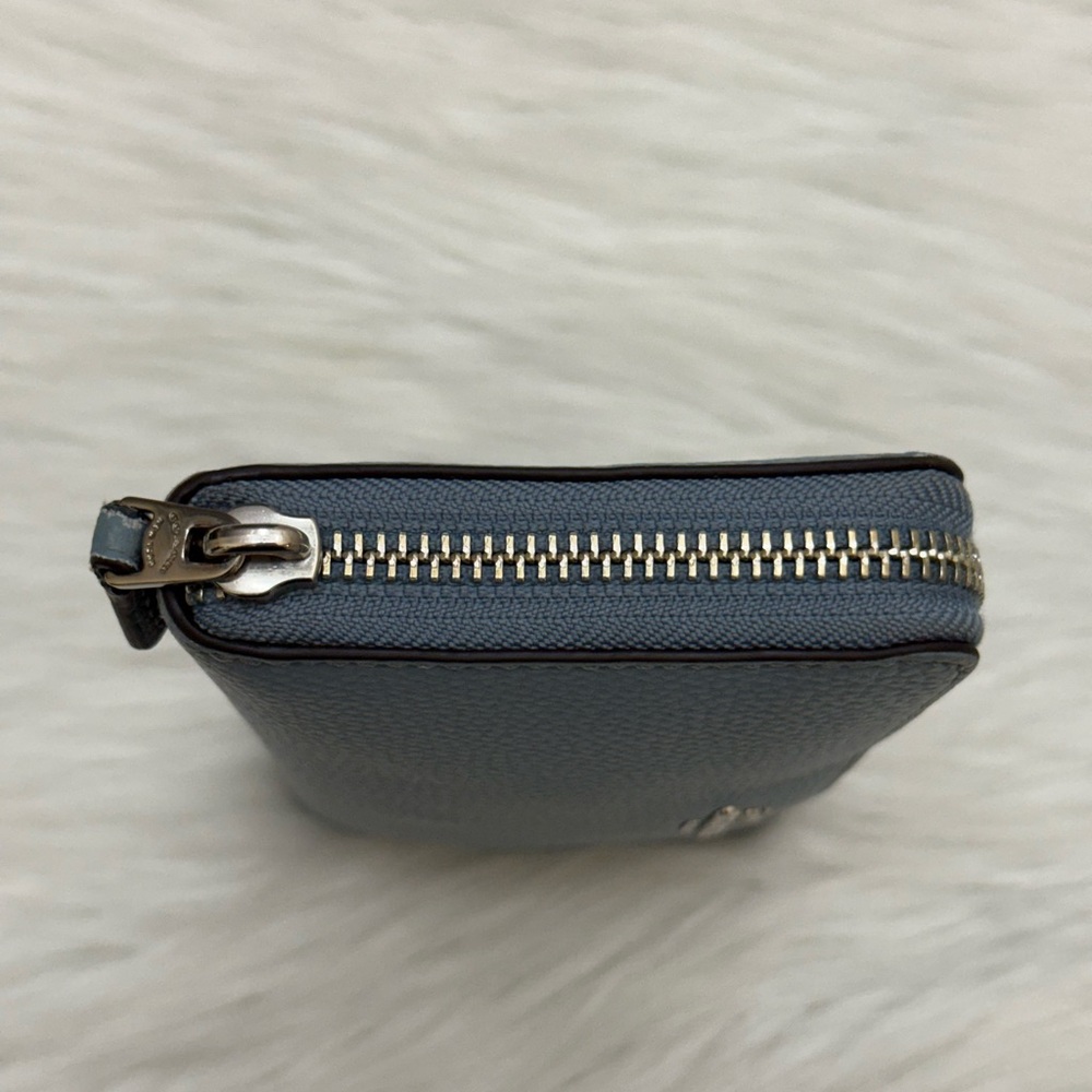 COACH - BLUE PEBBLED LEATHER LONG ZIP WALLET - Picture 8 of 16